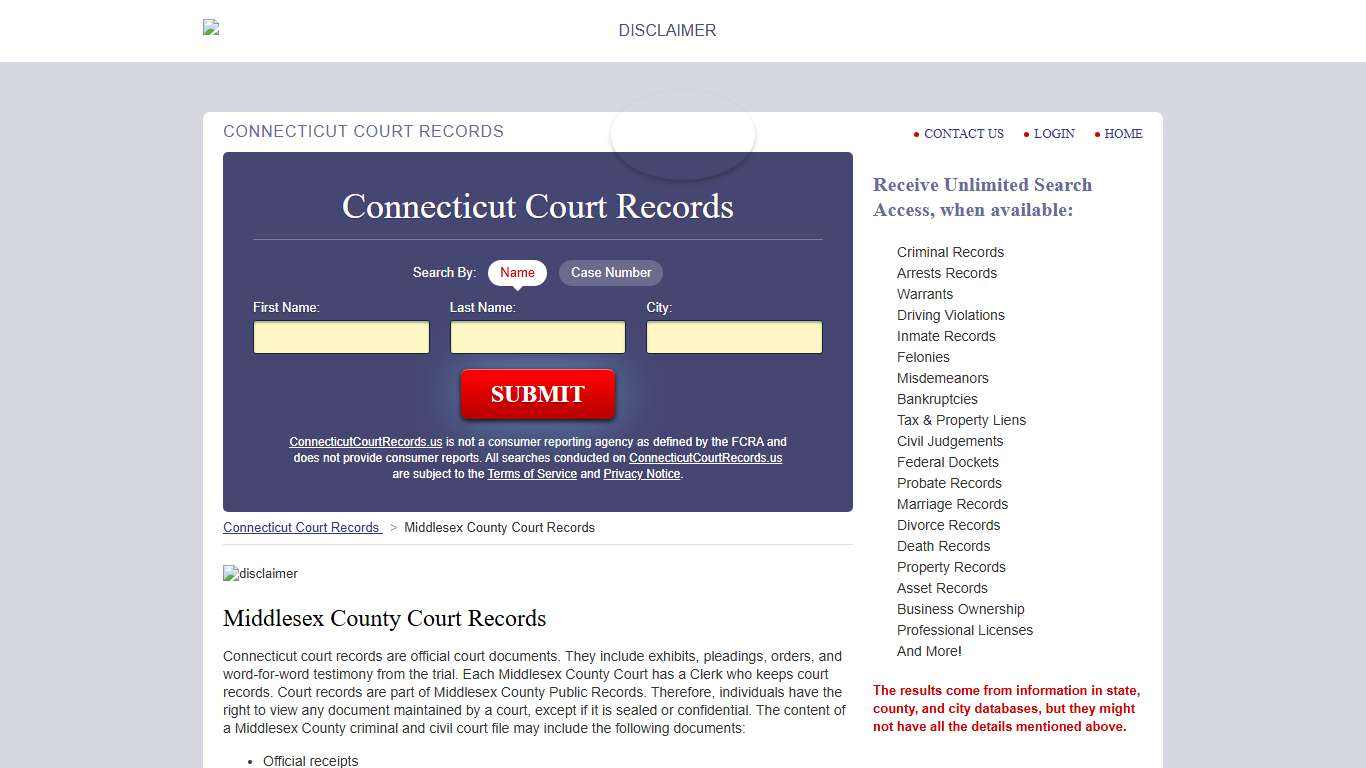 Middlesex County Court Records ConnecticutCourtRecords.us
